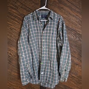 Vintage 80's-90's Ralph Lauren Men's Plaid Madra Button Down 100% Cotton XL